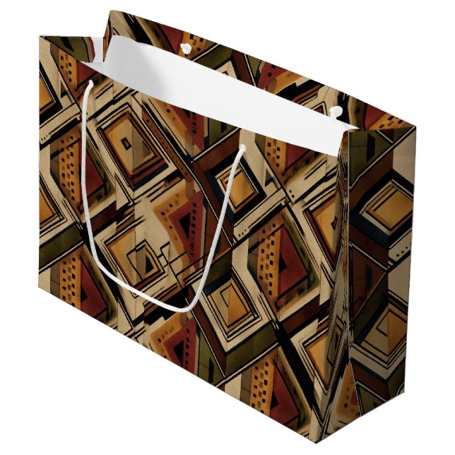 Rustic Southwestern Stripe Pattern (1) Large Gift Bag (Front Angled)