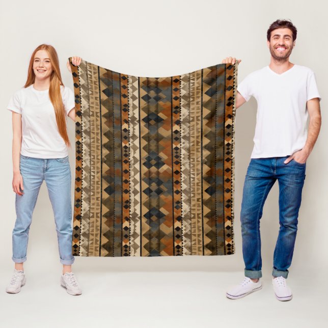 Rustic Southwestern Stripe Pattern (6) Fleece Blanket (In Situ)
