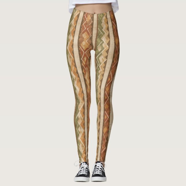 Rustic Southwestern Stripe Pattern (7) Leggings (Front)