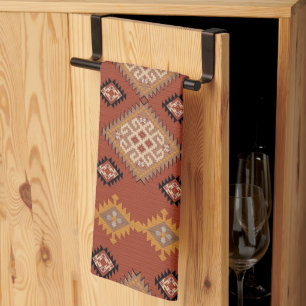 Rustic Southwestern Tribal Diamond Boho Aztec Kitchen Towel
