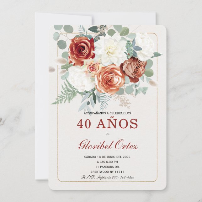Rustic SPANISH Birthday Invitation templates (Front)