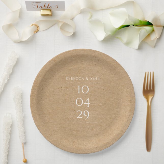 Rustic Special Date Wedding Paper Plate (Wedding)