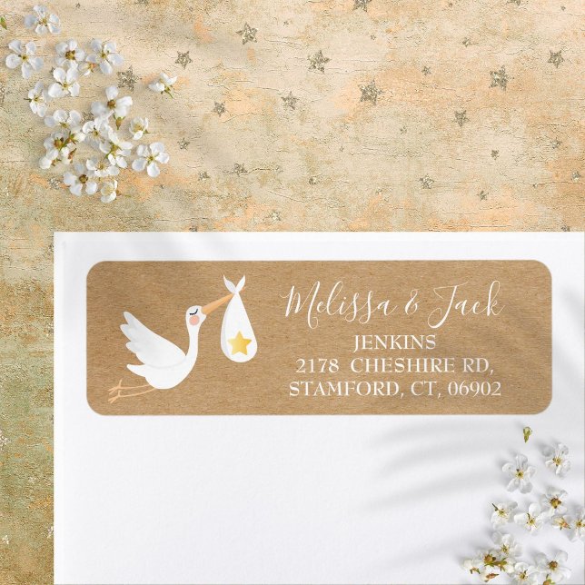 Rustic Special Delivery Stork Adresse de retour (Rustic Special Delivery Stork Return Address Label)