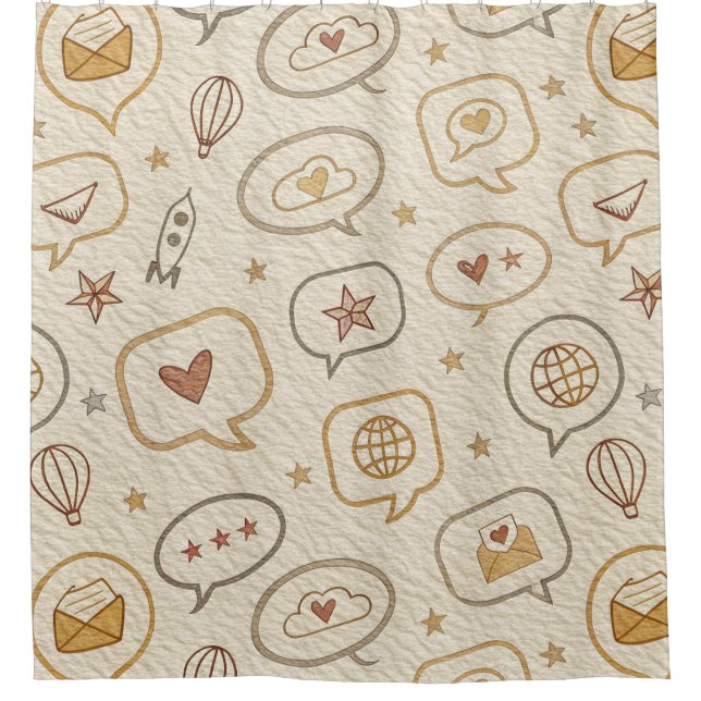 Rustic Speech Bubbles & Hearts Seamless Pattern (Front)