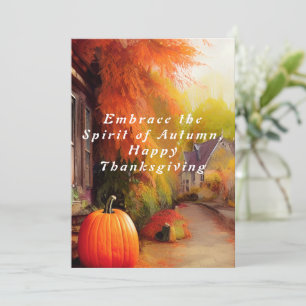 Rustic  Spirit of Autumn Happy Thanksgiving Invitation
