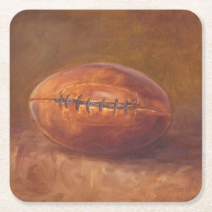 Rustic Sports   Football Square Paper Coaster