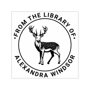 Rustic Spotted Deer Chital Library Book Name Self-inking Stamp