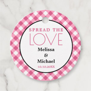 Rustic Spread The Love Pink Gingham Wedding   Favour Tags