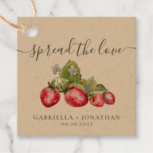Rustic Spread The Love Strawberry Jam Kraft Paper Favour Tags