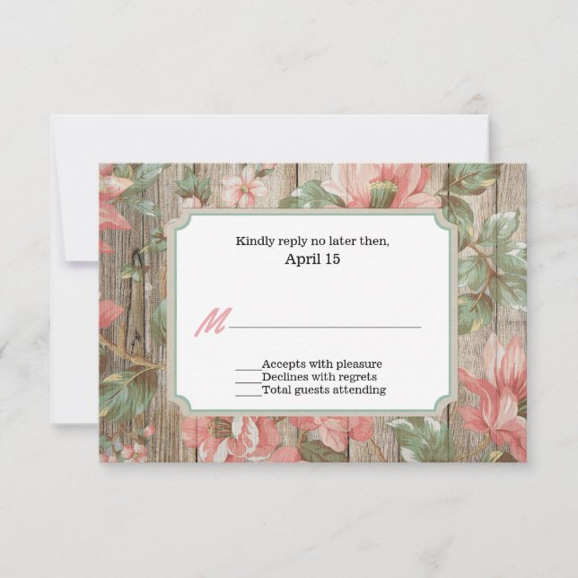 Rustic Spring Blossoms Wedding RSVP Card (Front)