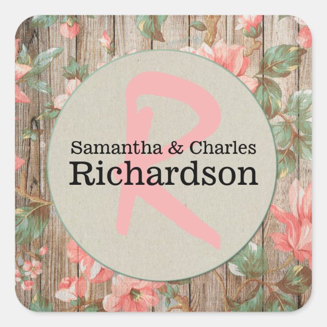 Rustic Spring Blossoms Wedding Sticker (Front)