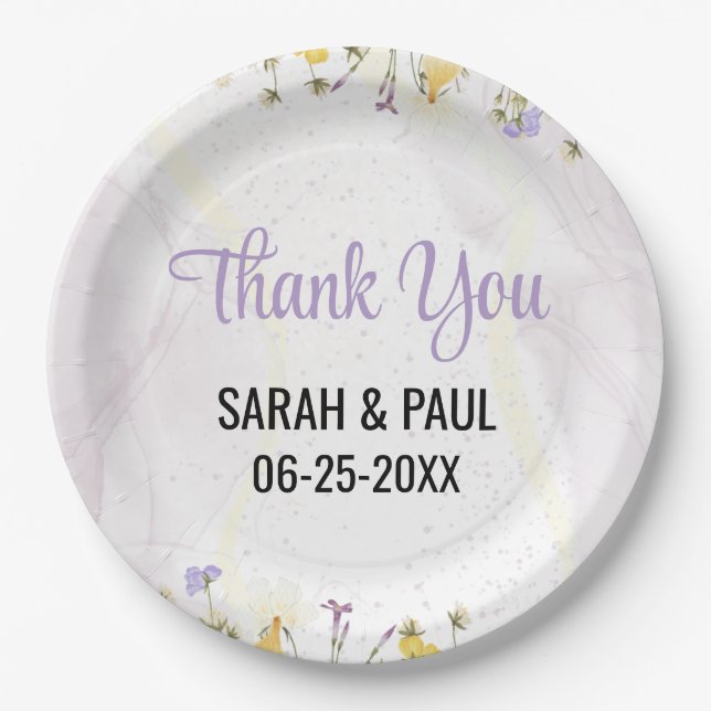 Rustic Spring Floral Elegant wedding Paper Plate (Front)