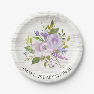 Rustic Spring Lavender Flowers Shower 7" Plate