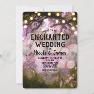 Rustic Spring Lights Enchanted Forest Wedding Invitation