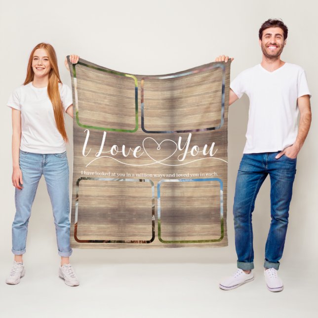 Rustic Spring Love Couples Photo collage Fleece Blanket (In Situ)