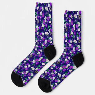 Rustic Spring Pansy Flowers Bouquet Socks