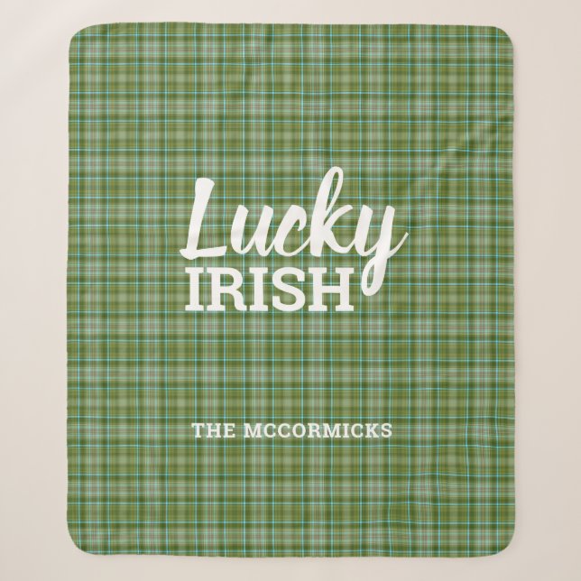 Rustic St Patrick's Day Green Plaid Nom de famille (Devant)