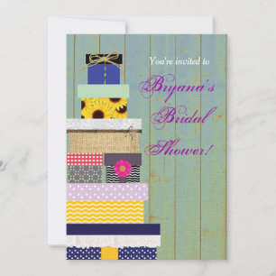 Rustic Stacked Gifts Bridal Shower Chic Invitation