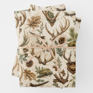 Rustic Stag Antlers Wrapping Paper for Him