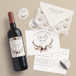 Rustic stag floral gender reveal baby shower wine label<br><div class="desc">Rustic stag antlers watercolor floral gender reveal baby shower party design. With beautiful watercolor illustration and script hand writing. This modern design is sure to set the style for your upcoming party.</div>