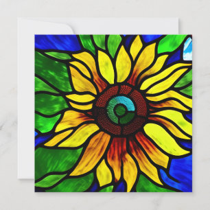 Rustic Stained Glass Look Country Sunflower Card