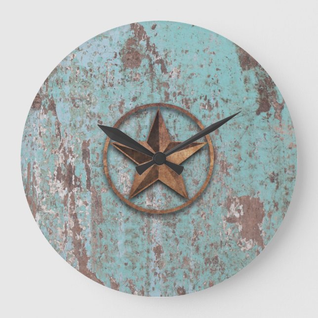 Rustic Star (Blue) Large Clock (Front)