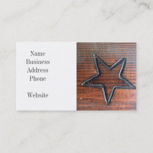 Rustic Star Burned into Wood Table Pyrography Business Card