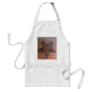 Rustic Star Burned into Wood Table Pyrography Standard Apron