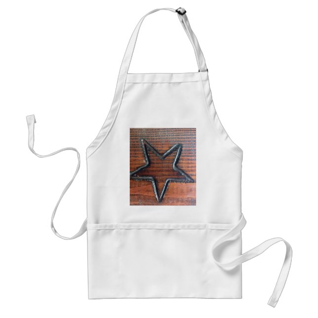Rustic Star Burned into Wood Table Pyrography Standard Apron (Front)
