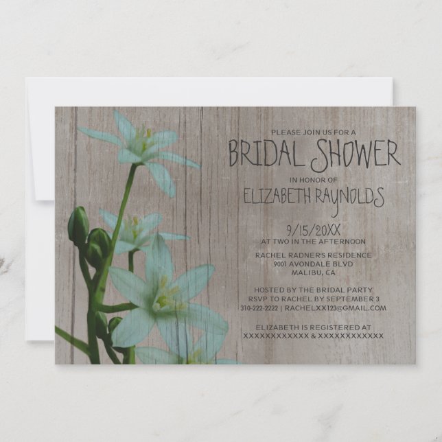 Rustic Star of Bethlehem Bridal Shower Invitations (Front)