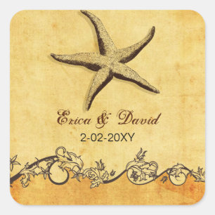 rustic starfish beach wedding  envelopes seals