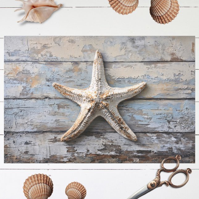 Rustic Starfish on Weathered Wood Decoupage Tissue Paper (Creator Uploaded)