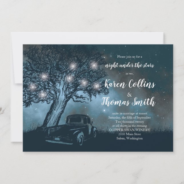 Rustic Stargazing Wedding Invitation (Front)