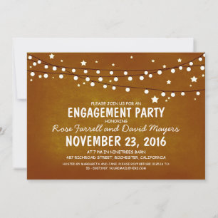 Rustic Starry Night Lights ENGAGEMENT PARTY Invitation