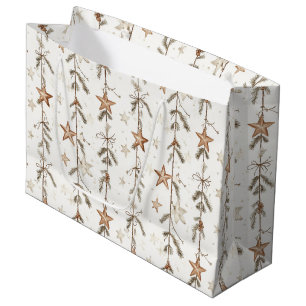 Rustic Stars and Pine Needles Large Gift Bag
