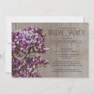 Rustic Statice Bridal Shower Invitations