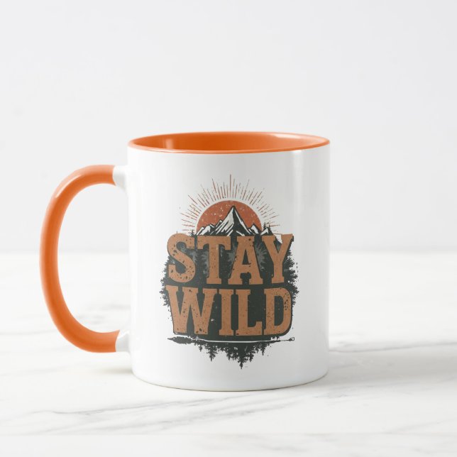Rustic Stay Wild Hiking Graphic Mug (Left)