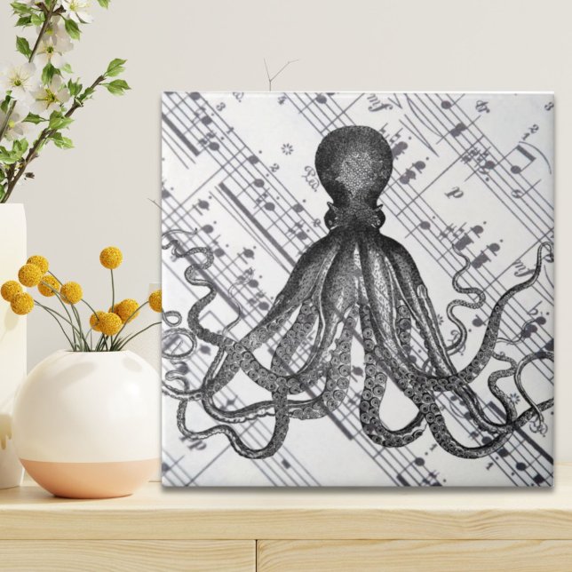 rustic steampunk nautical modern vintage octopus tile (rustic steampunk nautical modern vintage octopus ceramic tile)