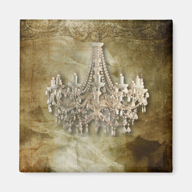 rustic steampunk vintage chandelier wedding magnet (Front)
