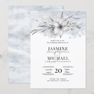 rustic stencil botanical elegant wedding invitation