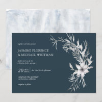 rustic stencil botanics elegant wedding invitation