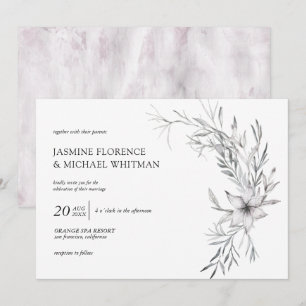 rustic stencil botanics elegant wedding invitation