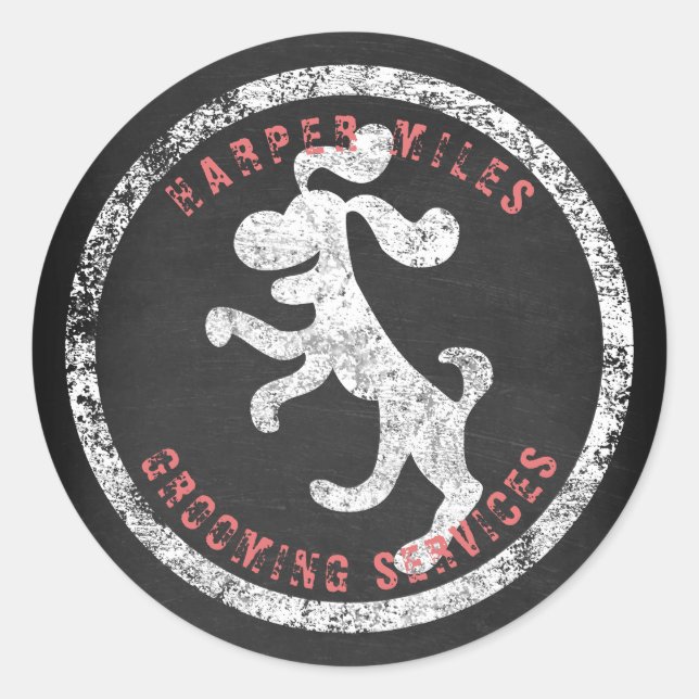 rustic sticker with a chalk happy dog logo (Front)