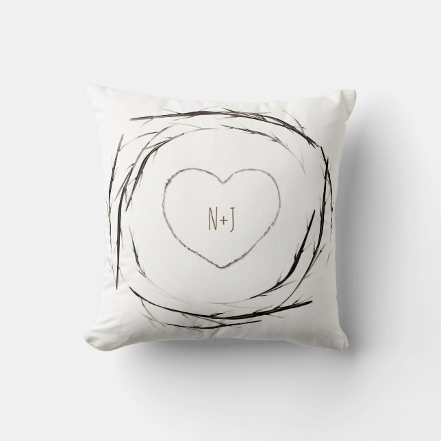 Rustic Sticks Twigs Branches Wreath Country Chic Throw Pillow (Front)