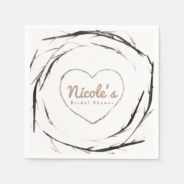 Rustic Sticks Twigs Branches Wreath Custom Party Napkin (Front)