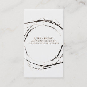 Rustic Sticks Twigs Branches Wreath Refer a Friend Referral Card