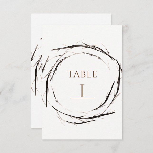 Rustic Sticks Twigs Branches Wreath Table Number (Front/Back)