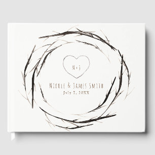 Rustic Sticks Twigs Branches Wreath Wedding Guest Book