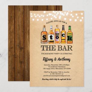 Rustic stock the bar engagement party retro invitation