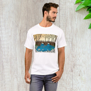 Rustic Stone Bridge Over River Nature Landscape  T-Shirt